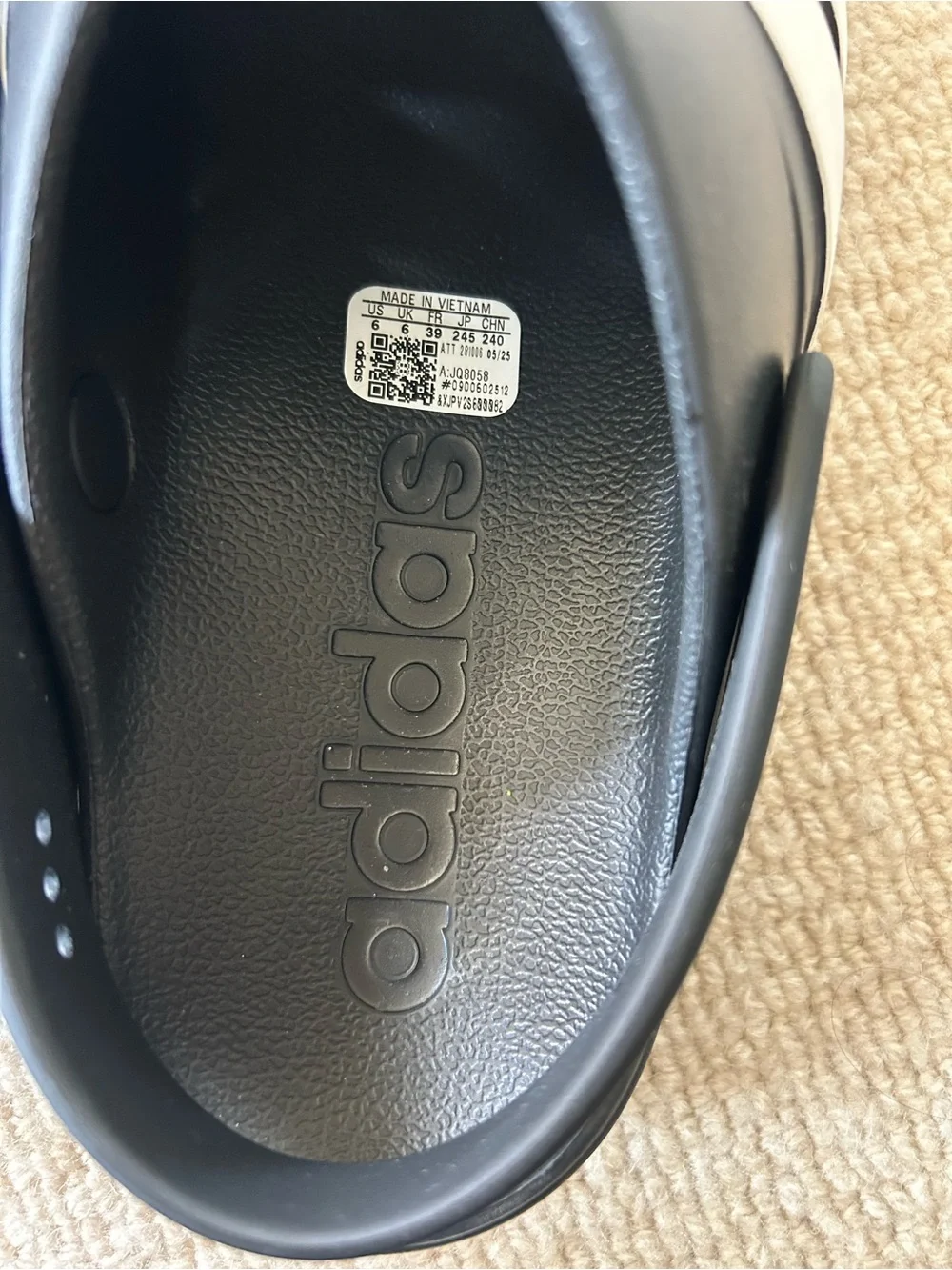 adidas young Kids Black Water Clogs with White Stripes